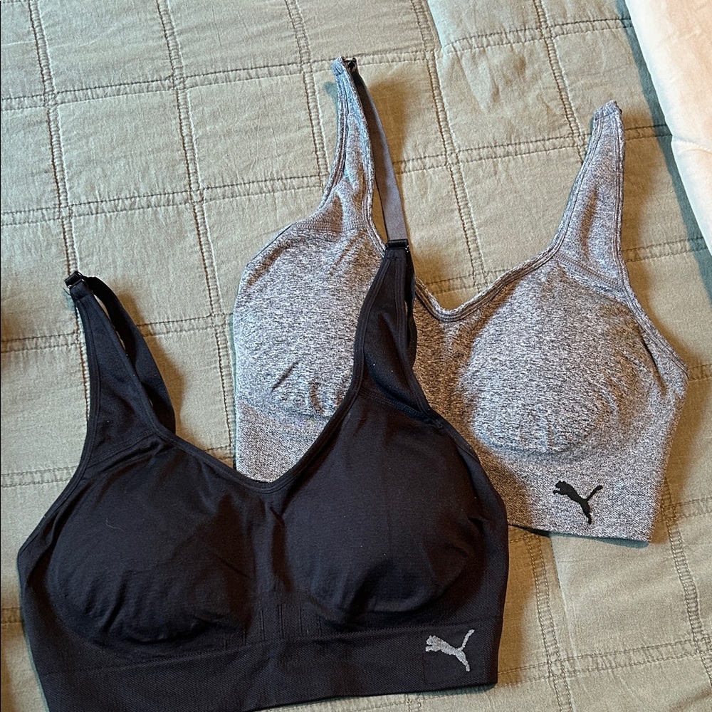 Puma Women's Black and Gray Sports Bra Set